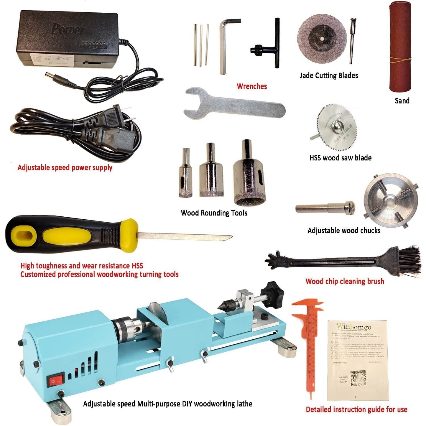 Mini Lathe Wood Lathe Machine Multi-Purpose Type Lathe Milling Cutting Grindi...