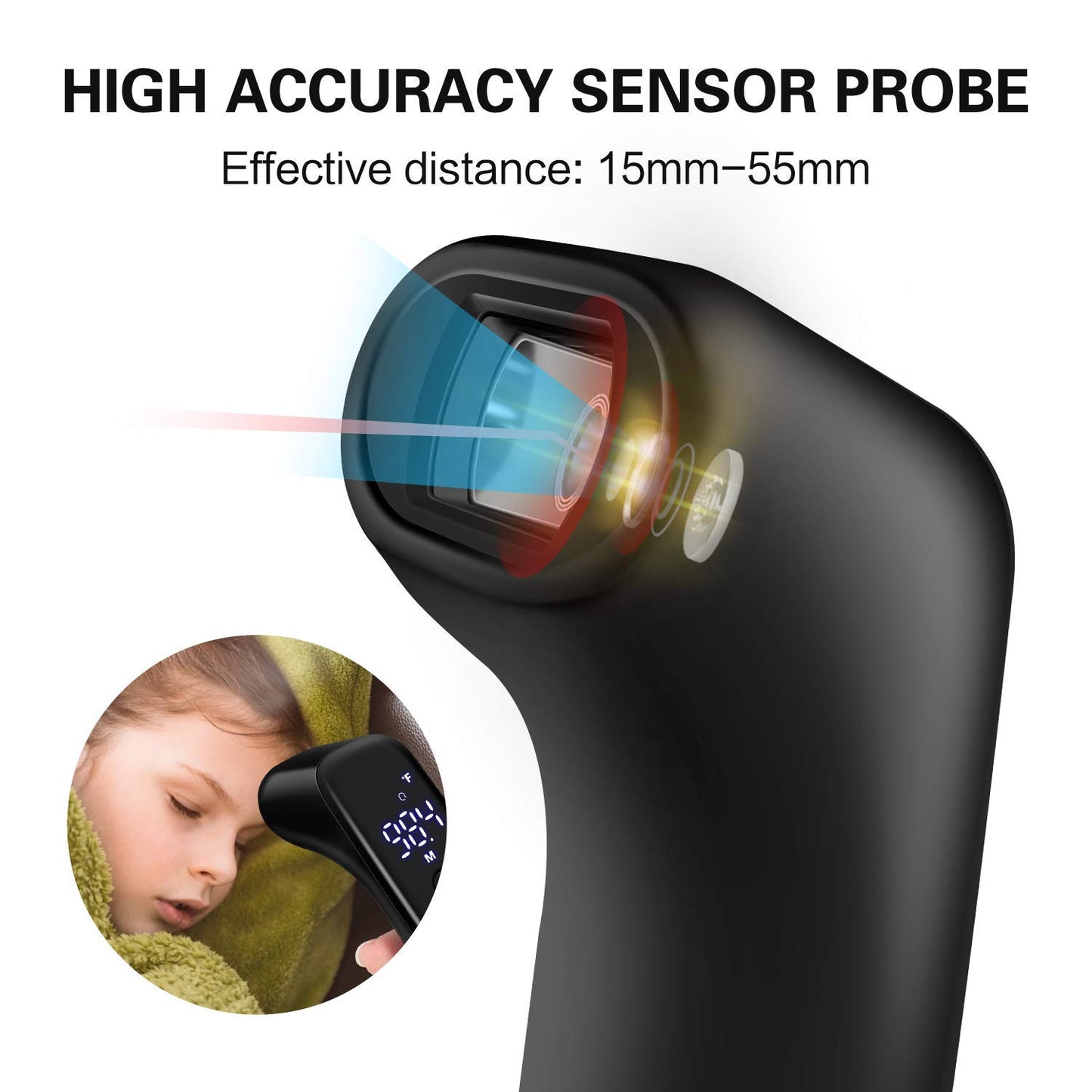 Infrared Thermometer for Adults, Digital Touchless Forehead Thermometer for Fever, Baby Thermometer with Fever Indicator,°C/°F Switchable