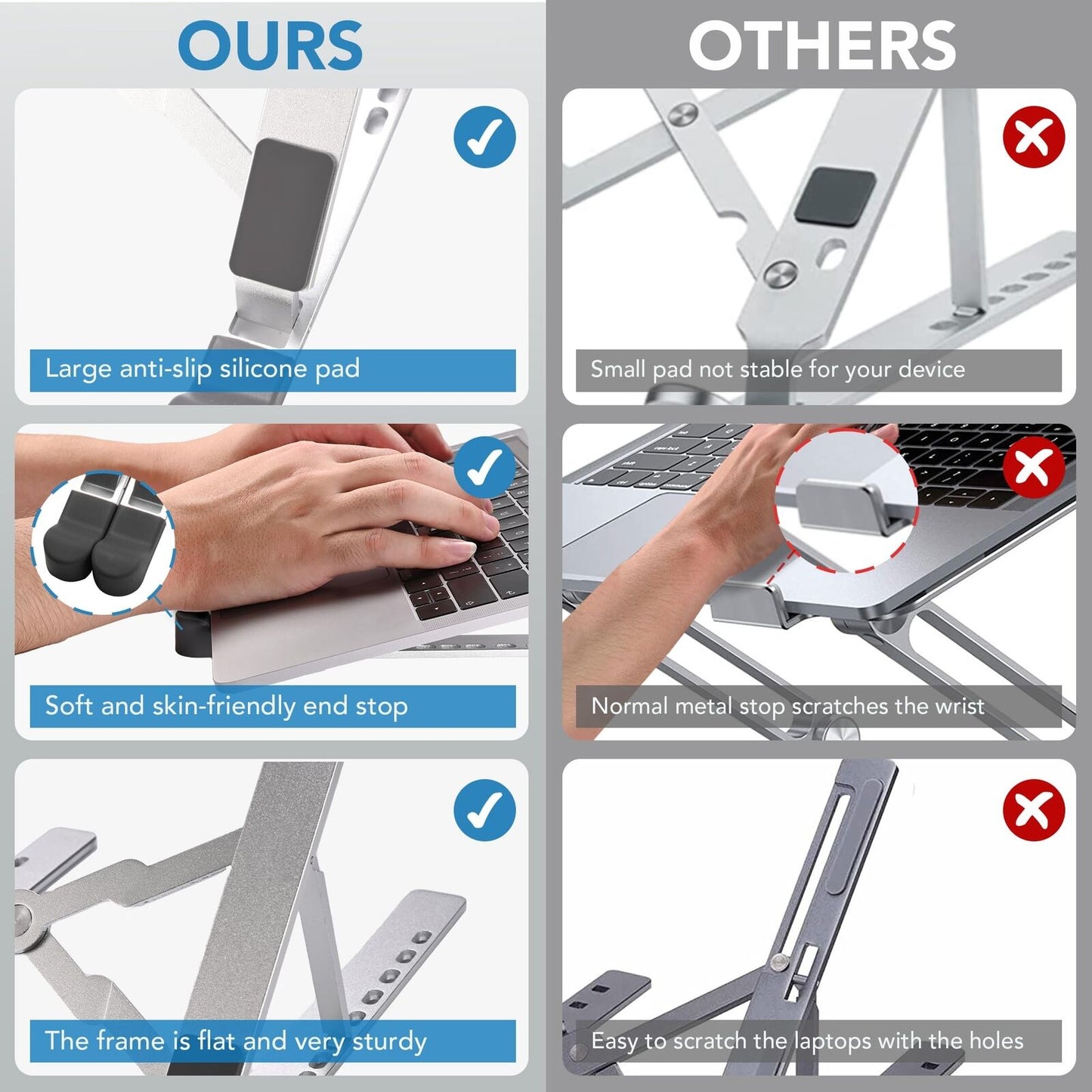 Adjustable Laptop Stand for Desk Tablet Height Travel Foldable Portable Aluminum