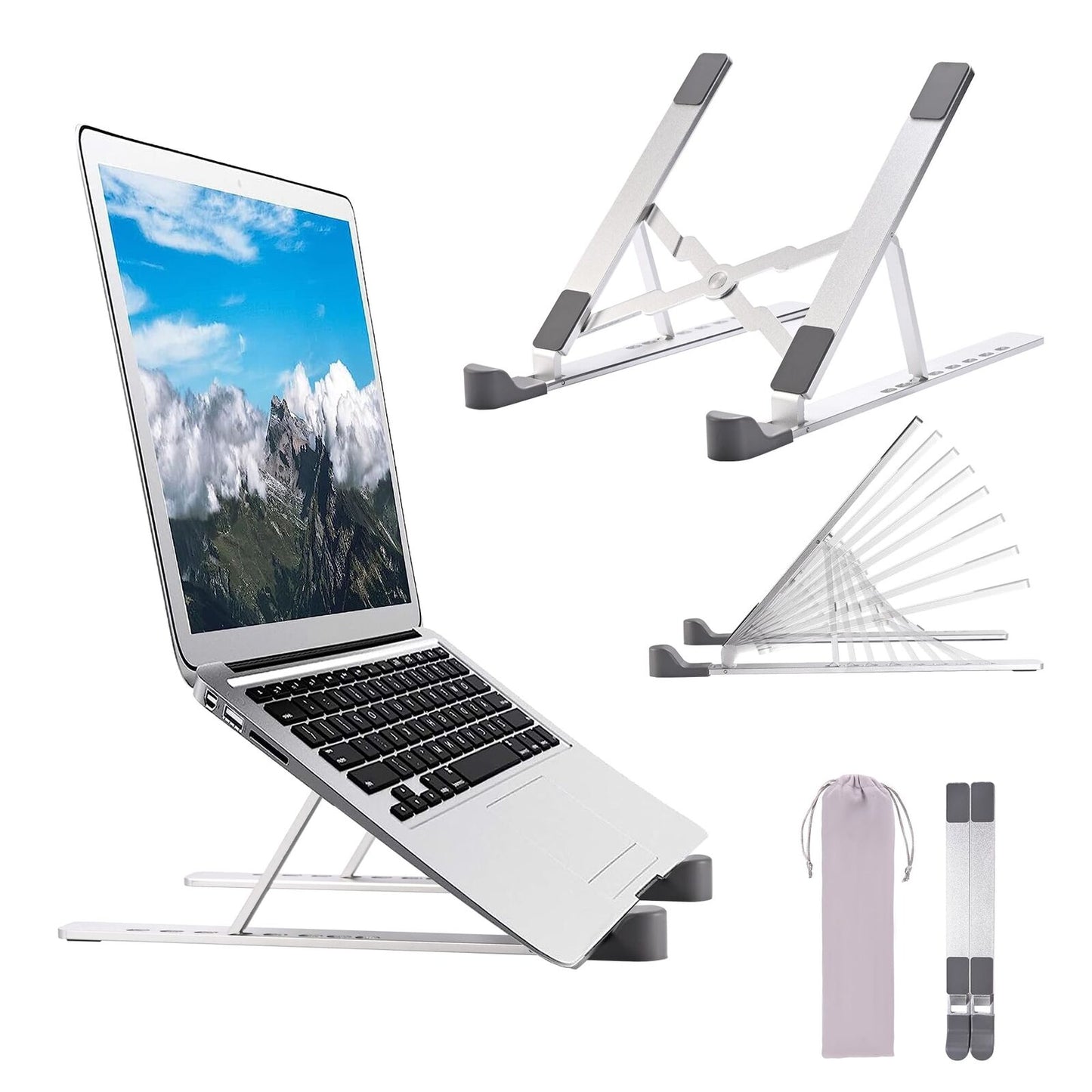 Adjustable Laptop Stand for Desk Tablet Height Travel Foldable Portable Aluminum