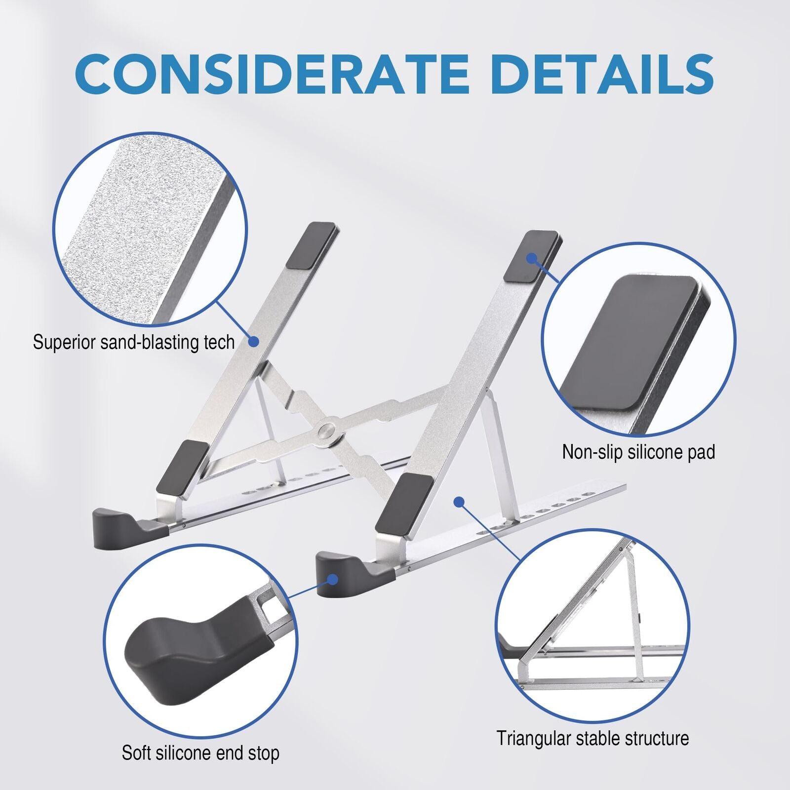 Adjustable Laptop Stand for Desk Tablet Height Travel Foldable Portable Aluminum