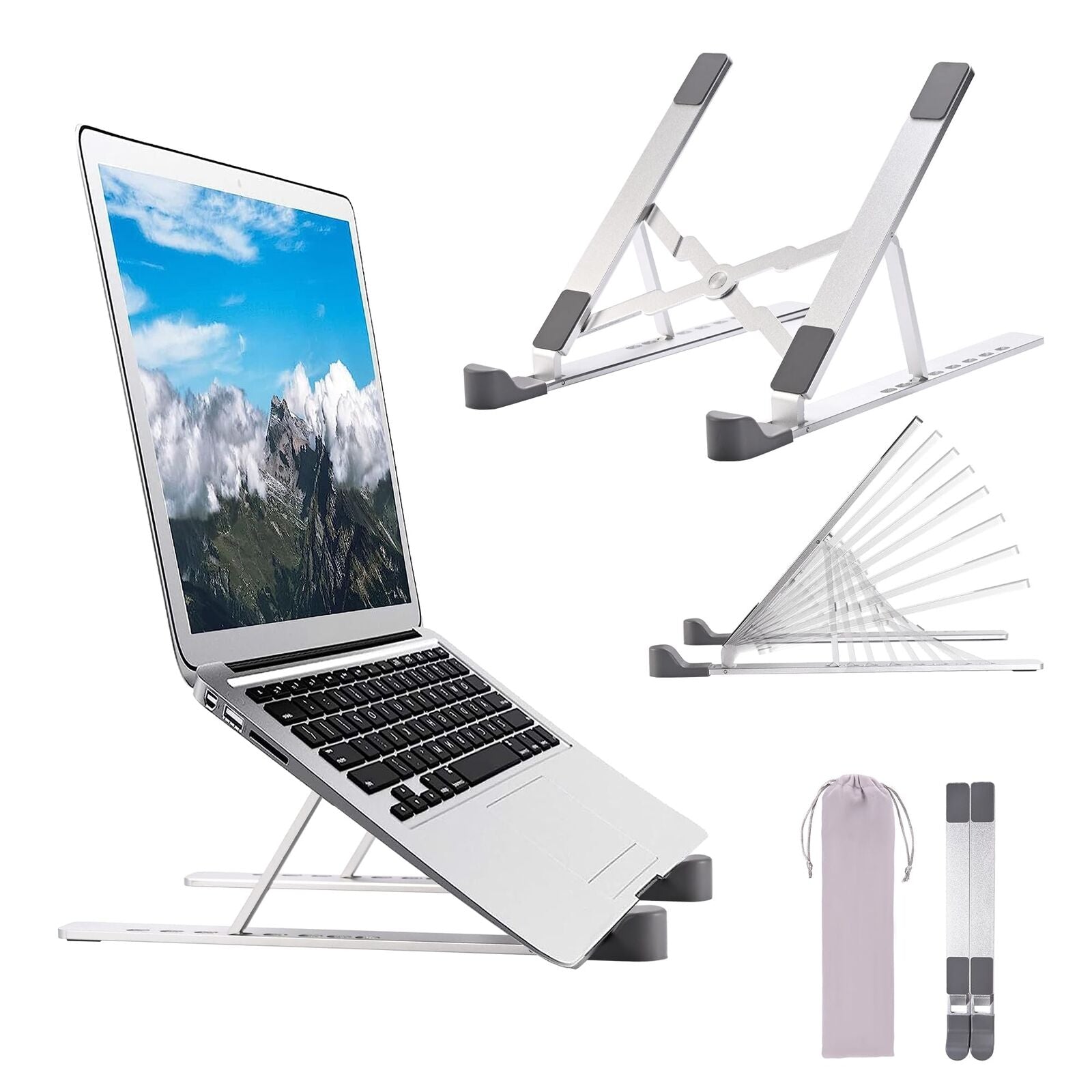 Adjustable Laptop Stand for Desk Tablet Height Travel Foldable Portable Aluminum